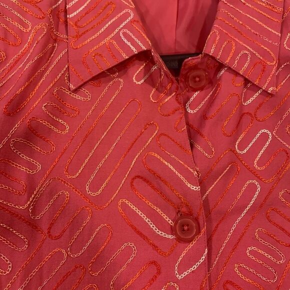 Patchington Vintage 80s 90s Embroidered Silk Blend  Melon‎ Blazer Wmn Medium EUC - Picture 8 of 13